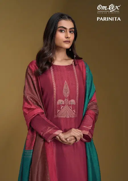 Parinita By Omtex Russian Silk Jacquard Wholesale Dress Material In India